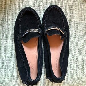 Coach black suede shoes within silver buckle. Size 6 1/2. Nola